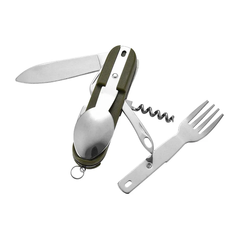 

Multifunctional Gadget Outdoor Camping Portable Stainless Steel Tableware Combination Foldable Detachable Multifunctional