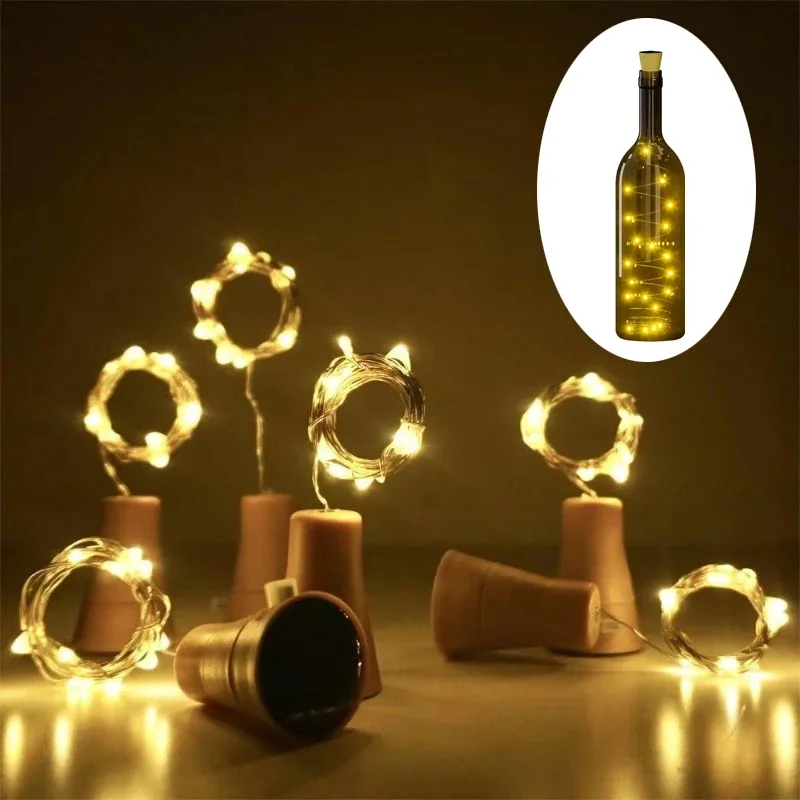 Solar Wine Bottle String Light 20LEDs Copper Wire Fairy Lights Cork Shape Christmas Lamp For Wedding Party Garden Decorative