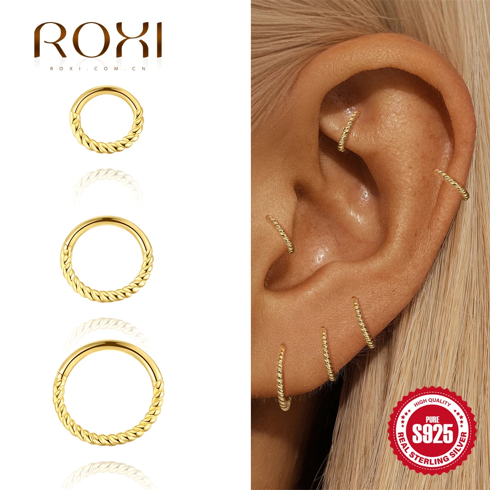 ROXI Argent Sterling 925 Minimaliste 6/8/10mm Classique Brillant Torsadé pour Femme, Anneau de Piercing Cartilage, Cadeaux de Fête