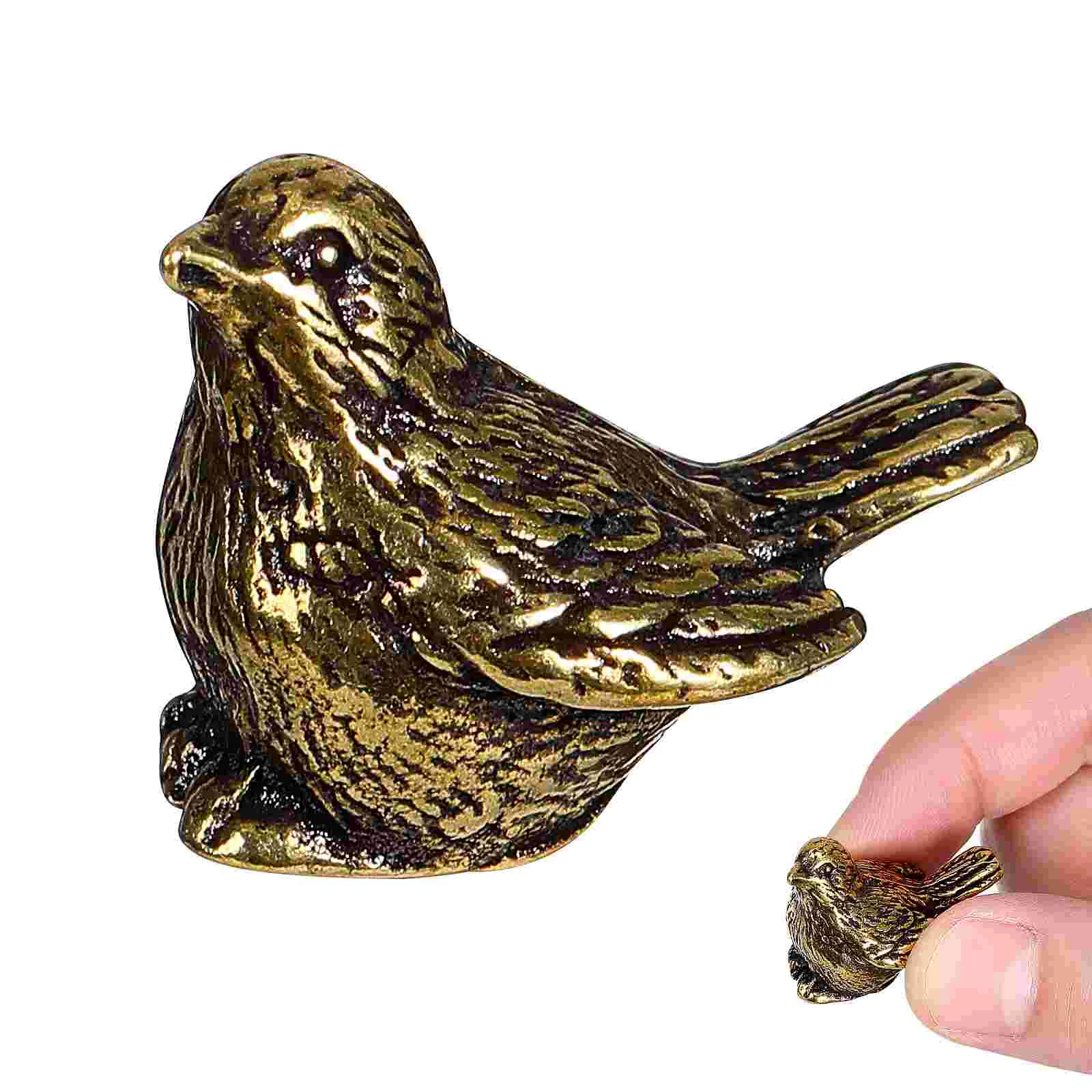 Brass Sparrow Craft Decor Exquisite Bird Retro Statue Toy Tabletop Figurine Desktop Small Decoration Golden Statues