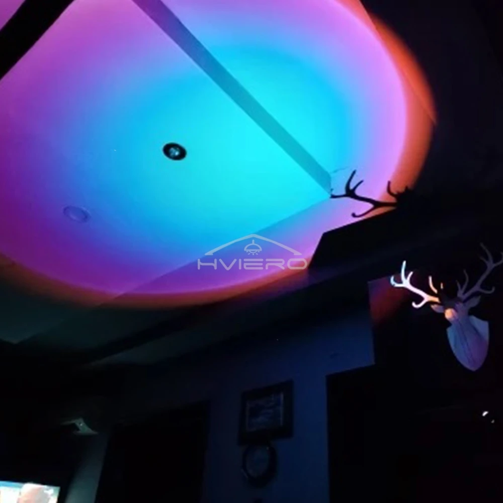 Lampa LED Zachód Słońca Lampka Nocna Projektor USB Dekoracja Urodzinowa Lampki Nastrojowe Sypialnia Salon Fotografia Ścienna Wielofunkcyjna