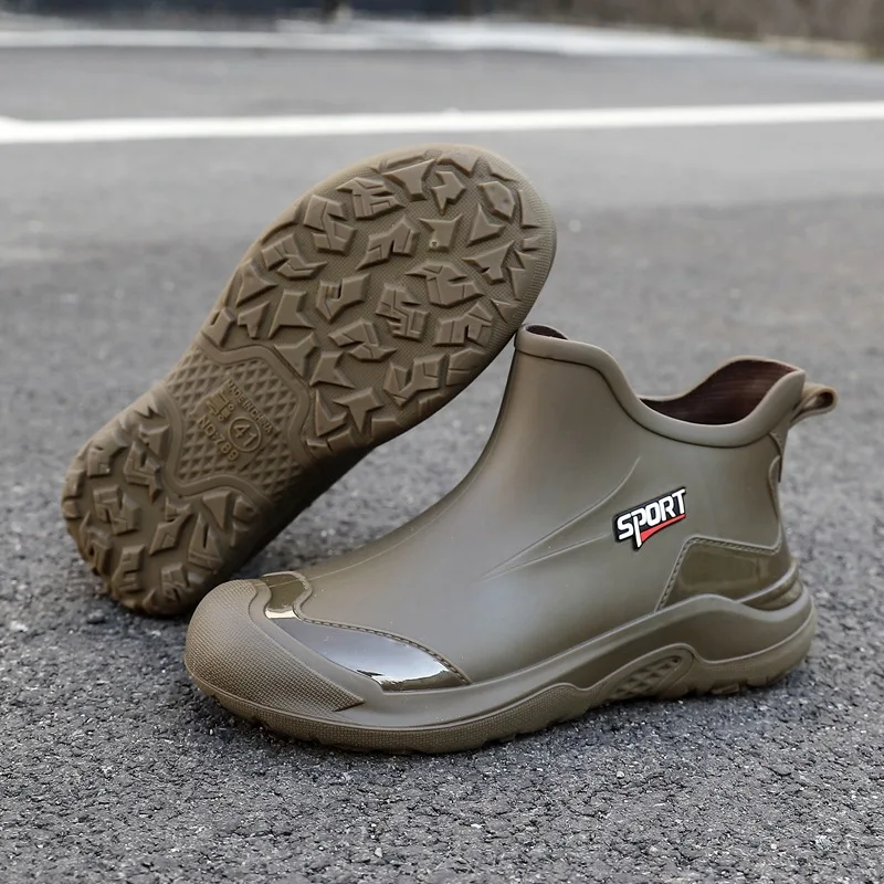 Short Tube Anti Slip Waterproof Rain Shoes Fishing Shoes Construction Site Work Rubber Shoes Men's Outdoor Anti-slip Rain Boots