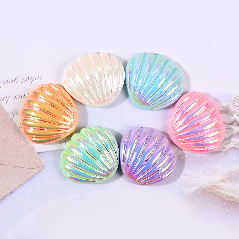 10pcs Mixed Colored Shell Craft Flat Back Resin Cabochons Embellishments Scrapbooking Accessory Accesorios Para El Cabello