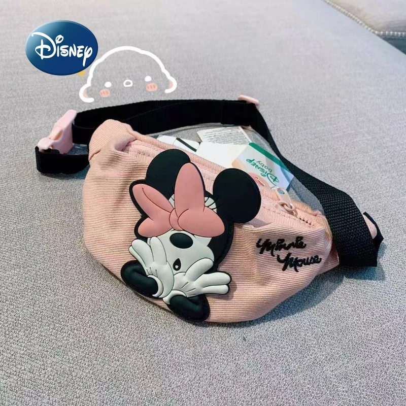 

Disney Minnie New Girls Pink Waist Bag Luxury Brand Original Girls Chest Bag High Quality Cartoon Fashion Girls Crossbody Bag