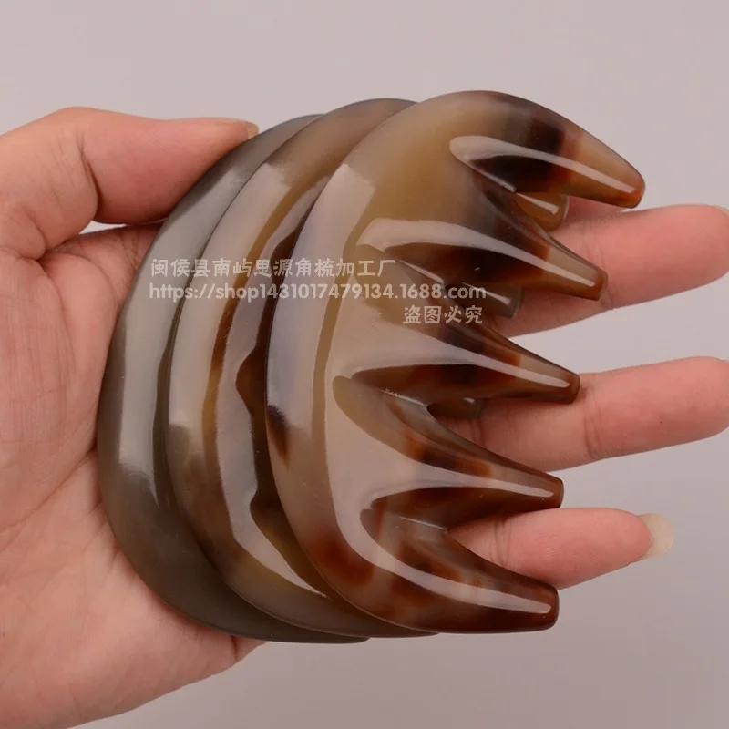 Yellow Yak Buffalo Horn Comb Five Tooth Meridian Comb Scraper Large Head Massage Comb Head Massager