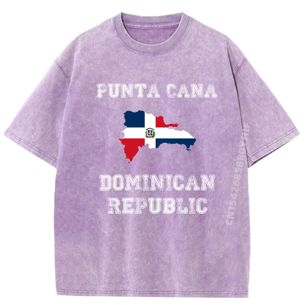 بونتا كانا جمهورية الدومينيكان تصميم العلم الجرافيك قمصان الرجال رخيصة الرجعية غسلها تي شيرت المتضخم المطبوعة القمم