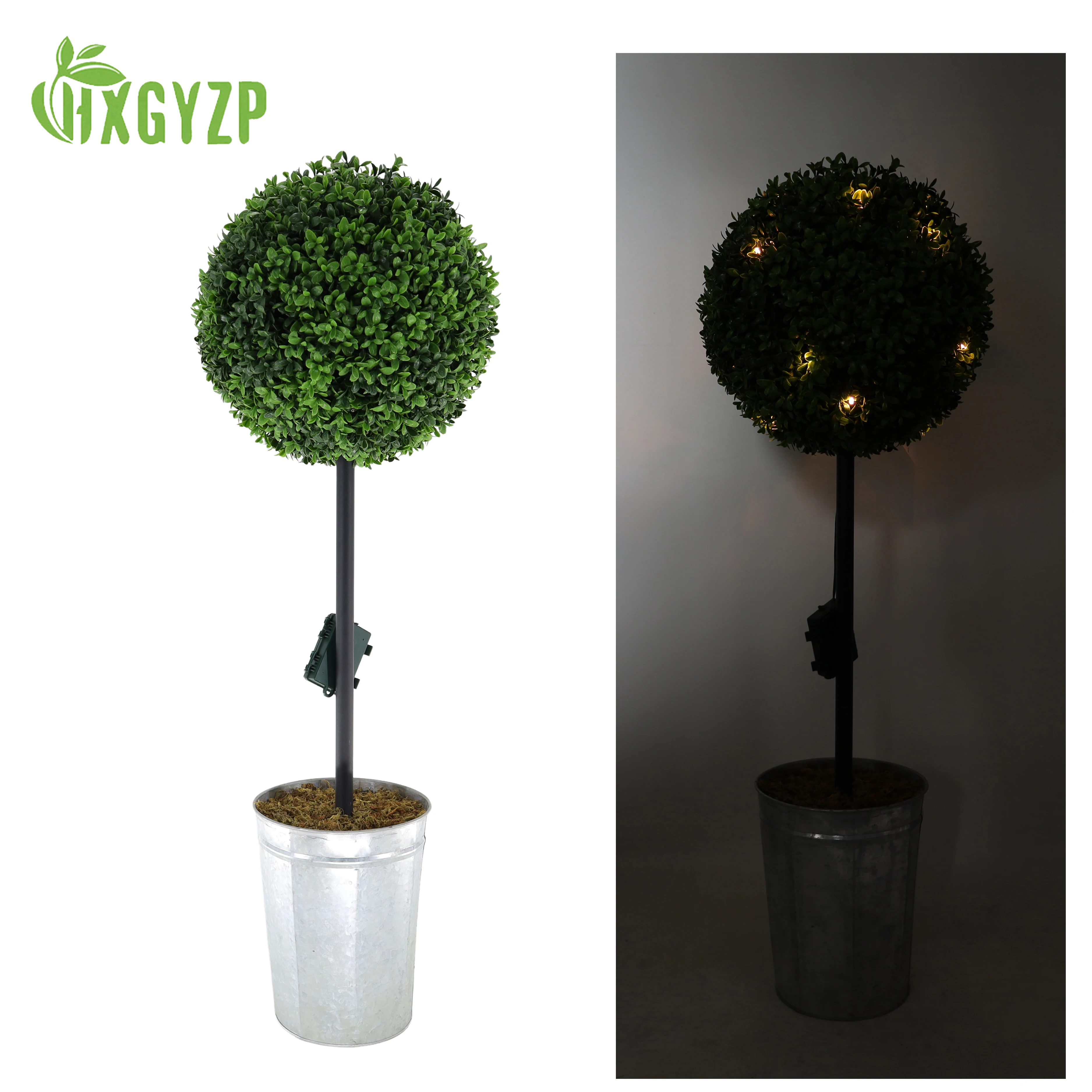 

HXGYZP Artificial Topiary Ball Plants With Lamp Faux Boxwood Ball In Pot For Home Outdoor Front Door Garden Wedding Decor 90cm