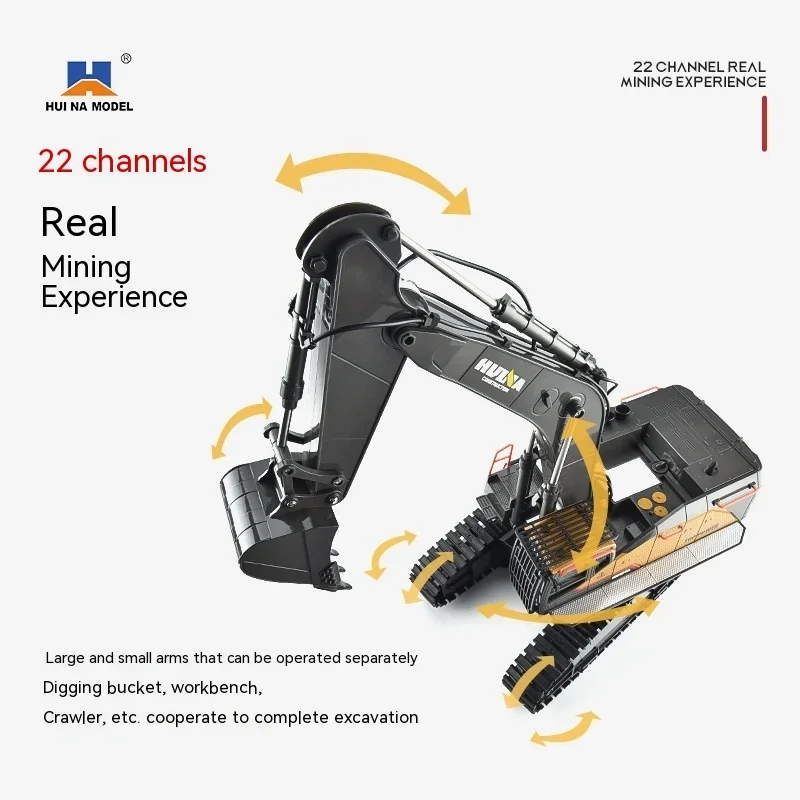 Huina 1592 remote-controlled excavator alloy 22 channel engineering vehicle large excavator model toy children's excavator