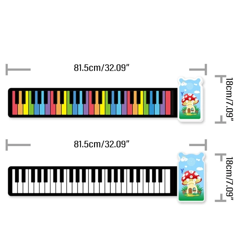 652D Roll Up Piano, 49 Key Multifunctional Electronic Piano Keyboard Foldable Hand Roll Out Piano, Educational Soft Keyboard