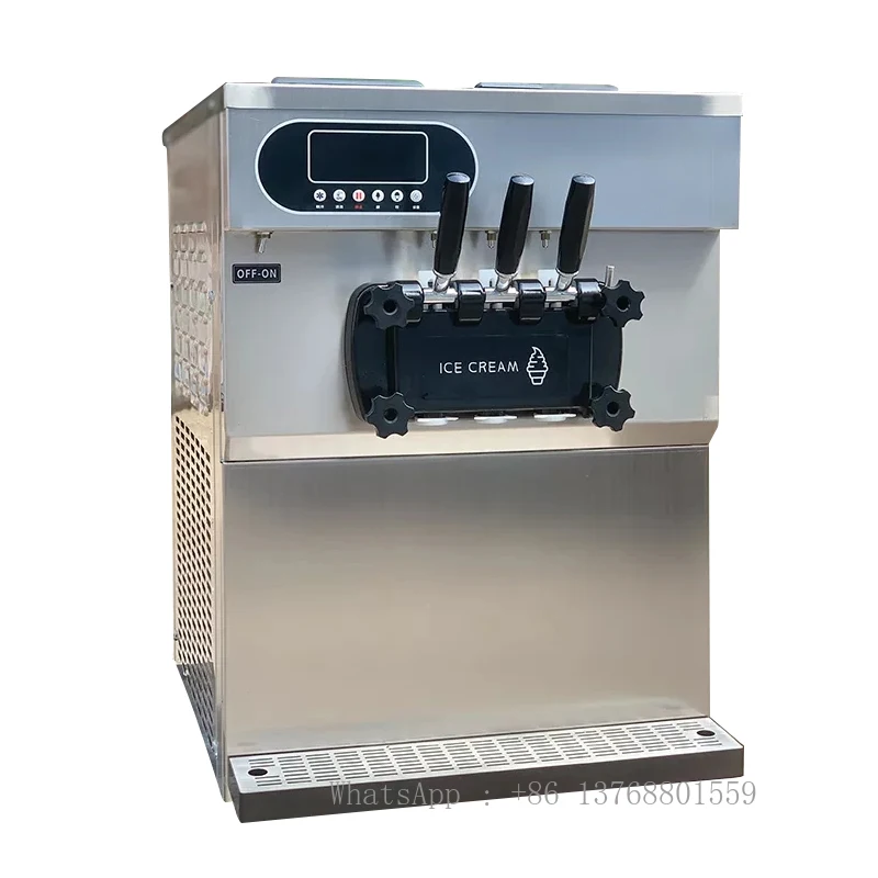 Professional Commercial 25L/H Large Output Ice Cream Machine Maker Automatic 3 Flavor Soft Serve Ice Cream Machine