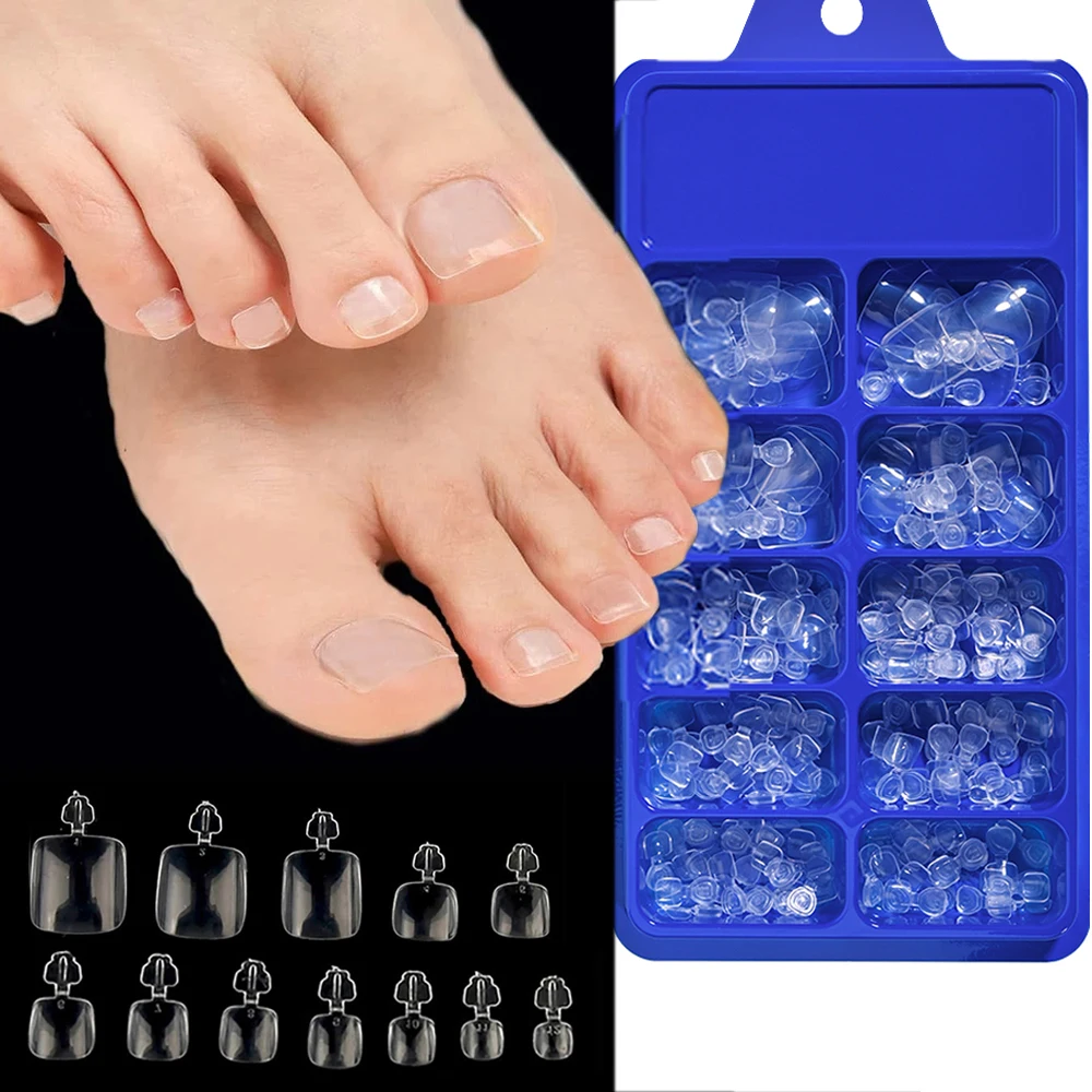 100pcs Rose Red Fake Toe Nails Short Square Press on ToeNails Set Glossy Solid Color False Nails Feet Tips Full Cover Toe Nails