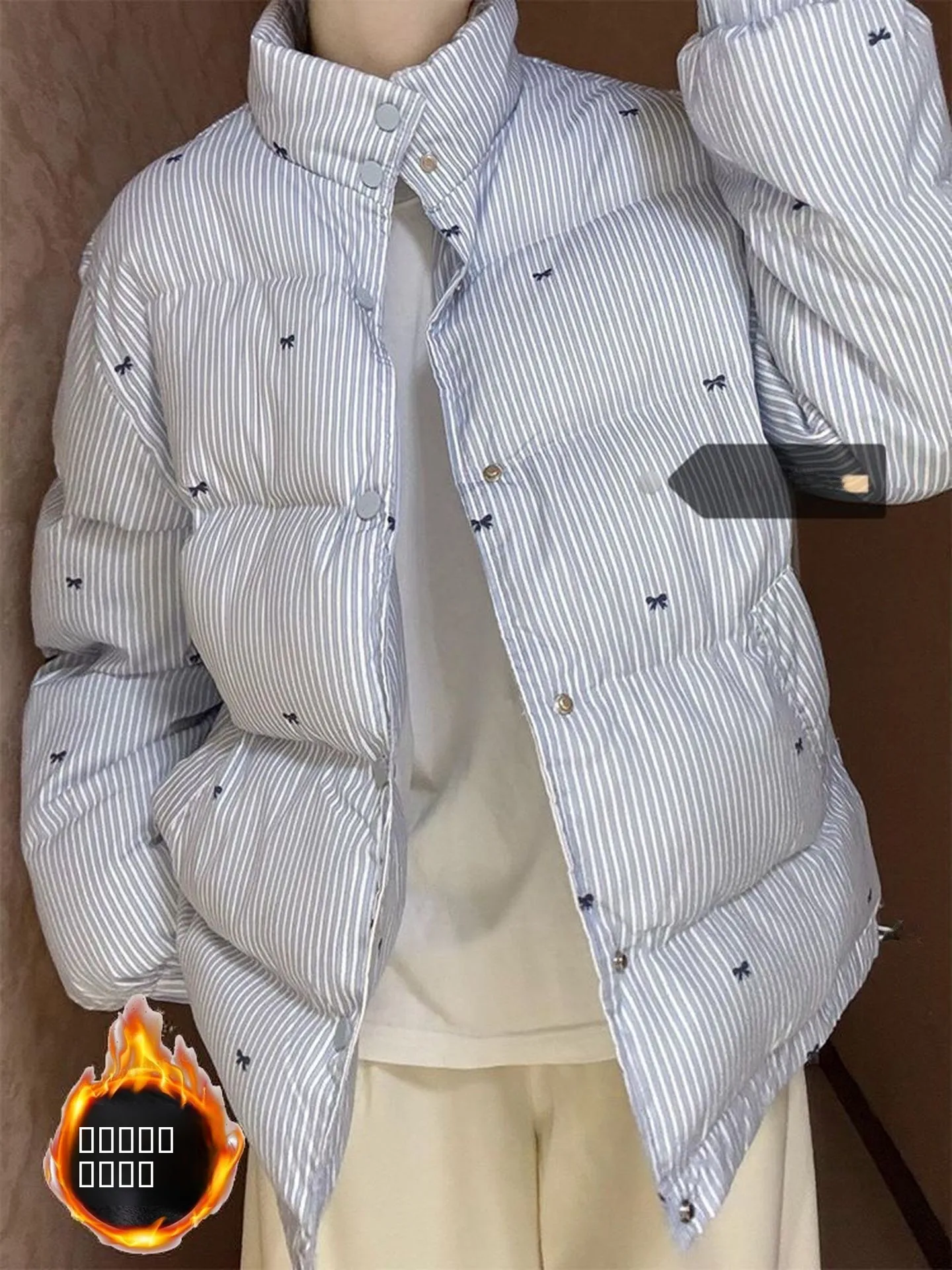 

Утепленная синяя хлопковая куртка больших размеров для женщин, осенне-зимняя, в корейском стиле, свободного кроя, с длинными рукавами, на молнии, с воротником-стойкой