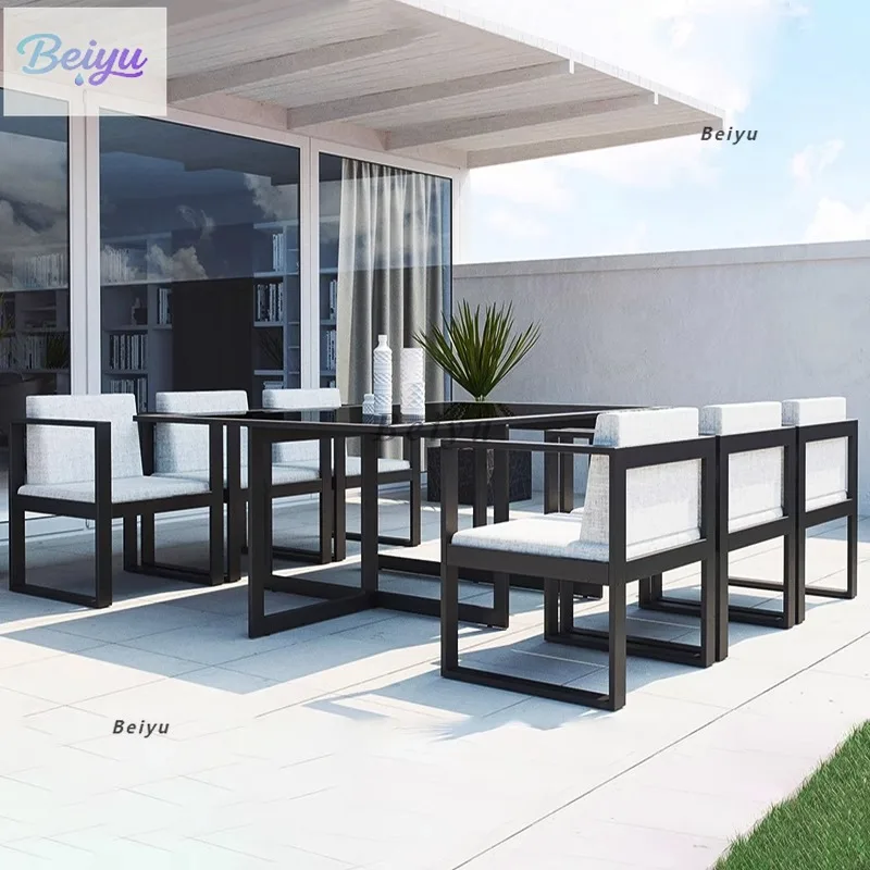 

Уличные столы и стулья, простой водонепроницаемый и солнцезащитный крем на открытом воздухе из алюминиевого сплава во дворе, набор из трех предметов для хранения на балконе.