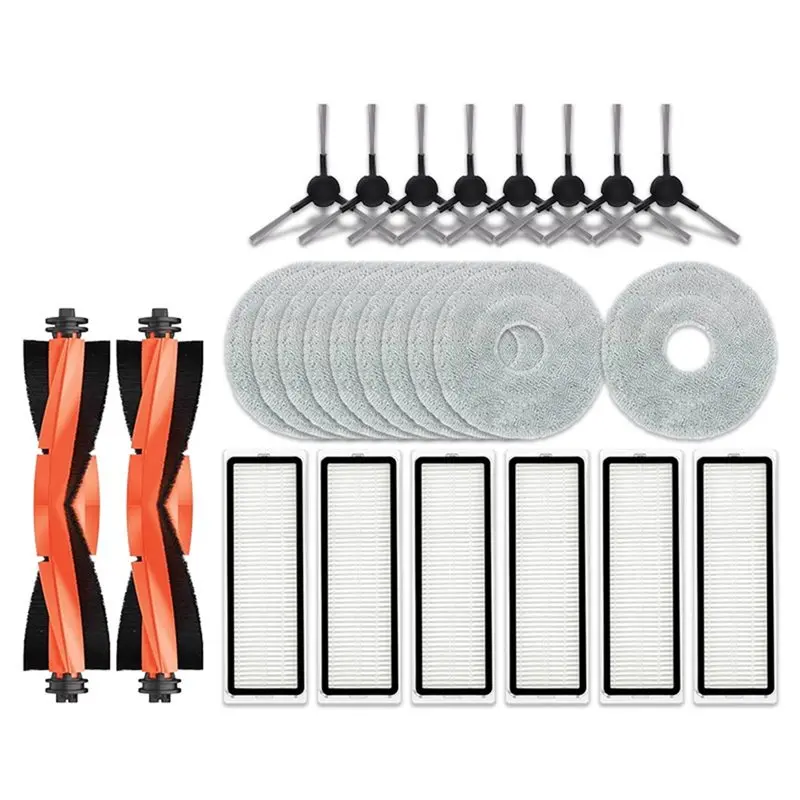 

ABZA-For Robot Vacuum Replacement Parts- Main Side Brush, Hepa Filter, Mop Cloth For Models S20+ , S20 Plus, B108GL