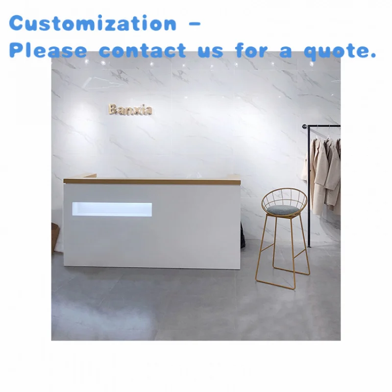 

custom.Kainice Modern Designs White Wooden Office Front Counter Table Customer Service Reception Desk