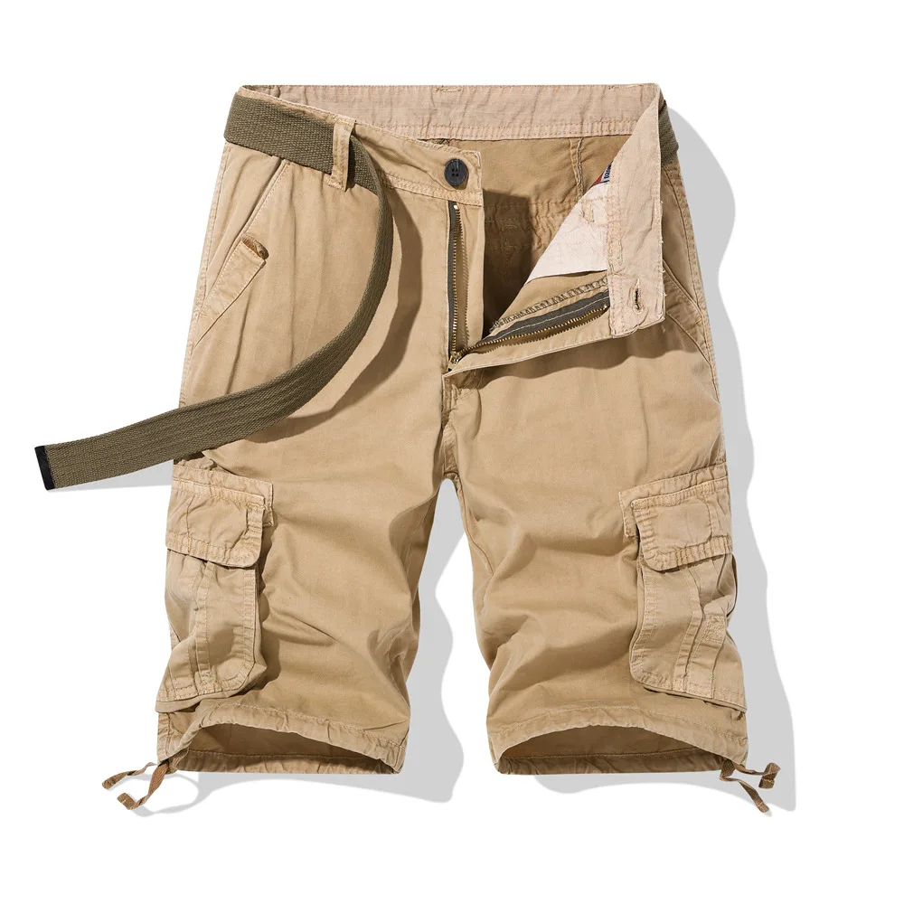 

2023 летние новые модные мужские однотонные шорты до колена, повседневные модные шорты-карго с несколькими карманами, мужская хлопковая одежда для пляжа