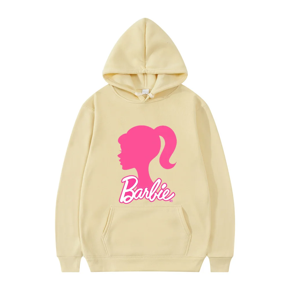 Disney Barbie Princess Cartoon Sweatshirts Pocket Anime Print Loose Clothing Daily Men Hoodies Autumn Winter Popular Pullover