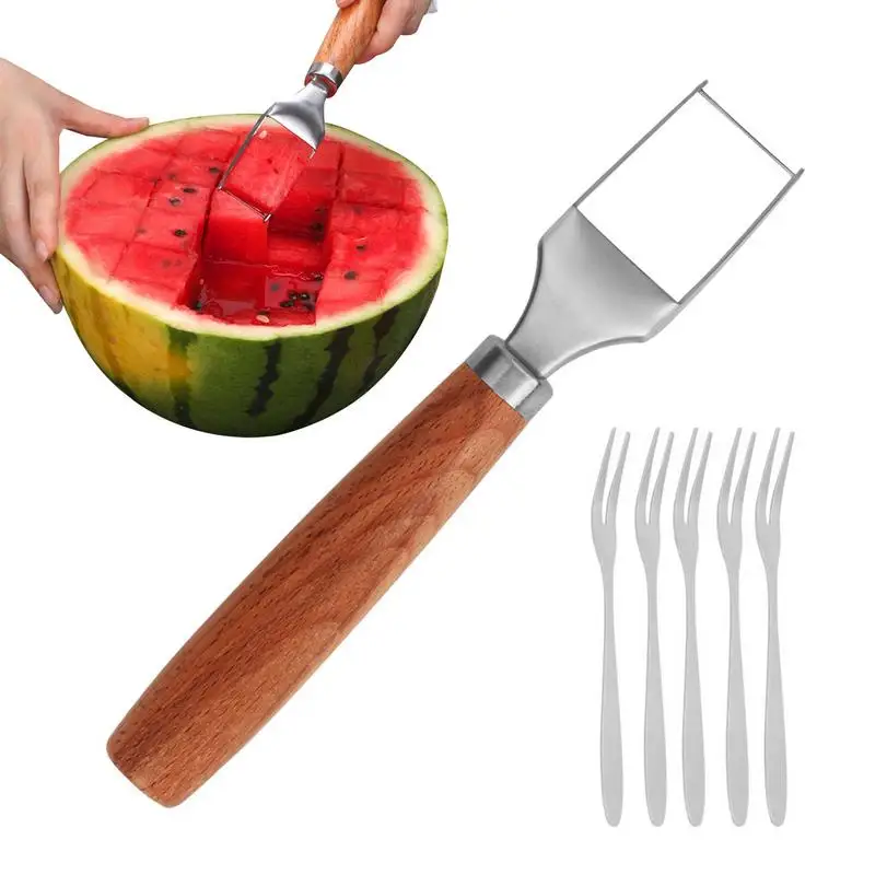 Watermelon Slicer Cutter Watermelon Windmill Cutter With 5 Fork Ergonomic Fruit Slicer Kitchen Gadgets For Uniform Slices Or