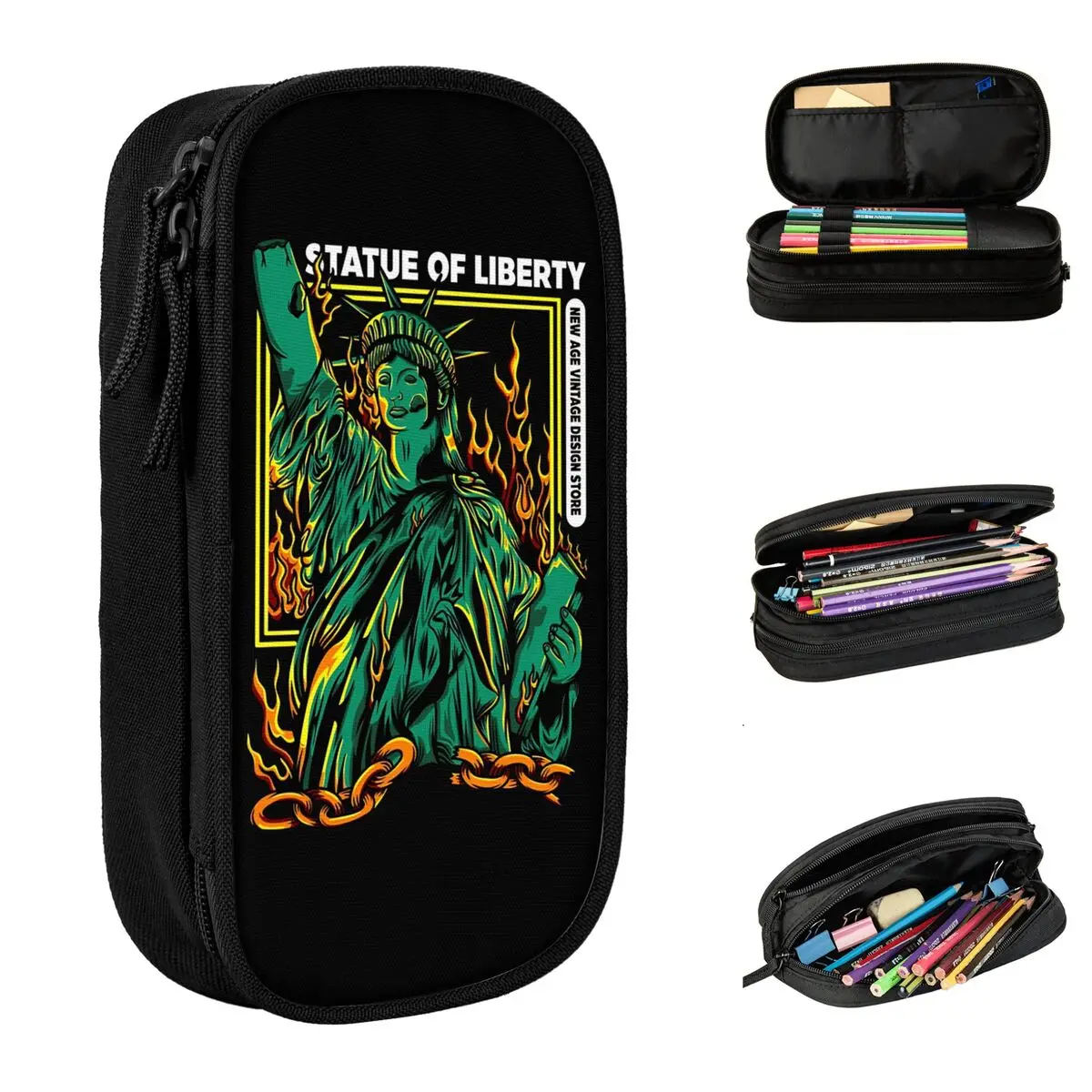 

Statue Of Liberty Pencil Case Independence of People Pencil Box Pen Holder Big Capacity Pencil Bags Students School Accessories