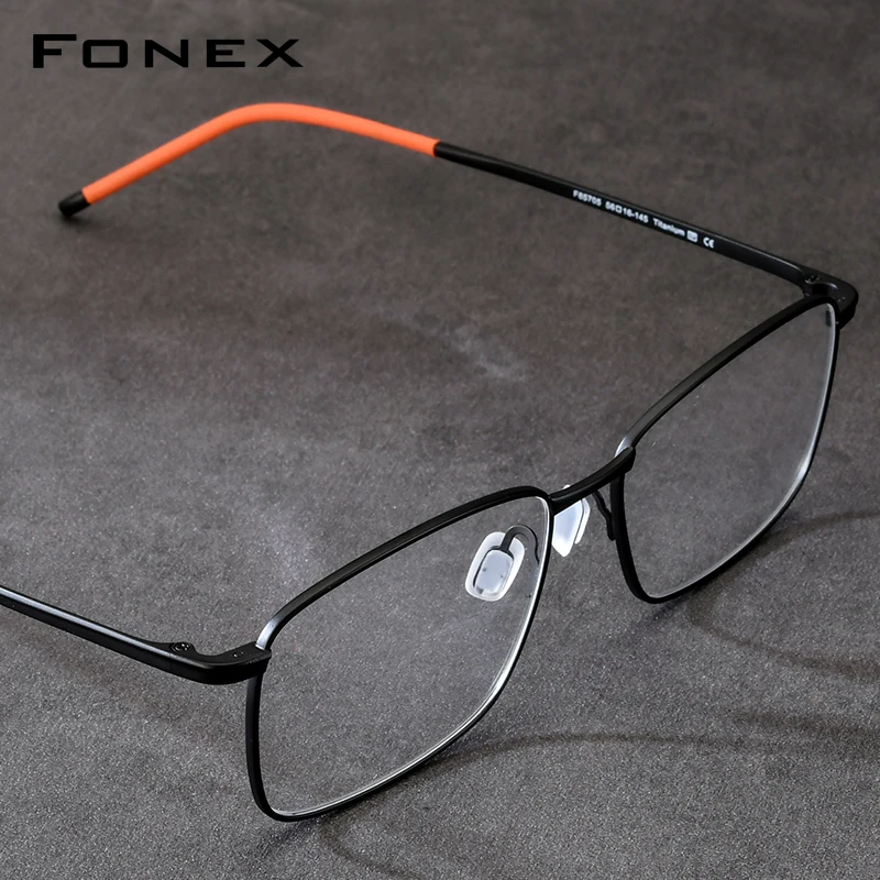 FONEX Pure Titanium Eyeglasses Frame Men Brand Design Square Glasses Full-Rim Japanese Ultralight High Quality Eyewear 85705
