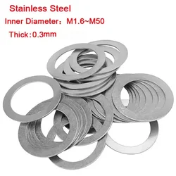 Thick 0.3mm Thin Shim 304 Stainless Steel Ultra Thin Adjusting Flat Washer Bearing Spacer Metal Screw Gasket ID M3-M50