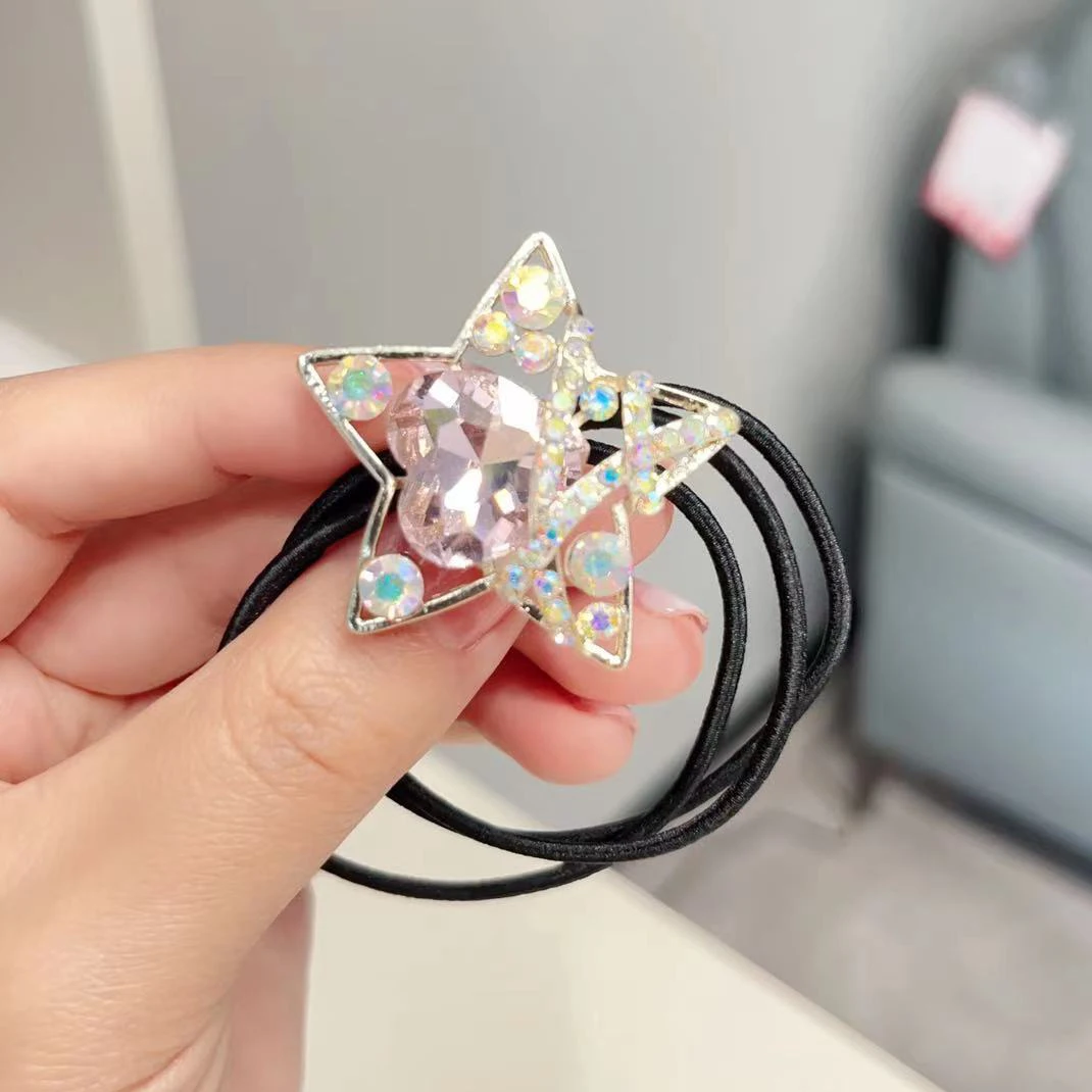 New Fashion Hair Ropes For Women Girl High Elasticity Ponytail Rubber Band Shining Rhinestone Elegant Scrunchies Jewelry