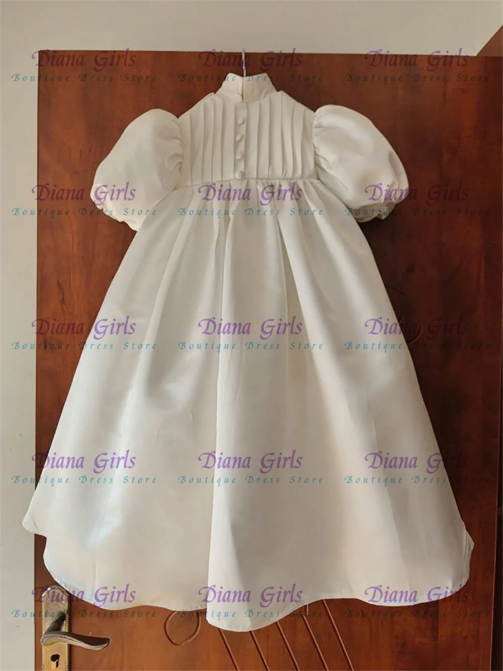Lovely Flower Girl Dress Quality Ivory Satin Fluffy For Little Girls Princess Wedding Birthday Party Evening Ball Baptism Gowns