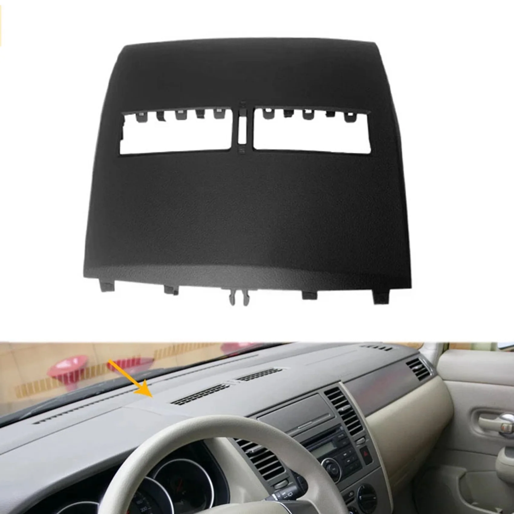 Car Air Conditioner Outlet Finisher-Instrument Panel Air Conditioning Vents Cover for Tiida 2005-2011 Black