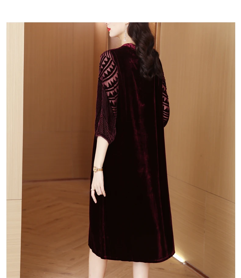 Autumn Retro Embroidery Dress Women\'s 2023 New Luxury Velvet Knee Length Dress Korean Version Loose Fit Party Dress Vestidos