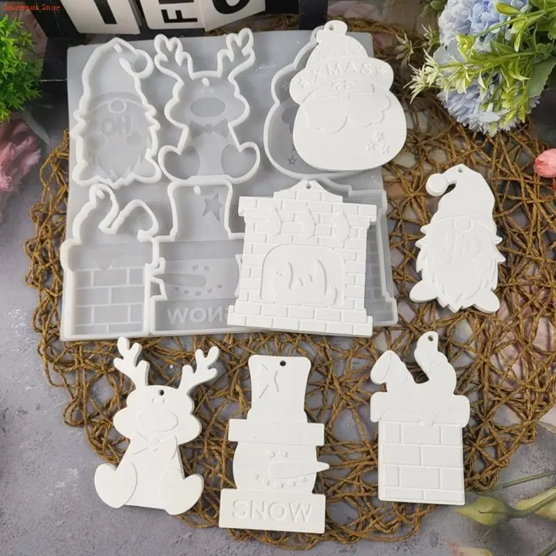 Q5WE User Friendly Silicone Mold For Detailed Christmas Series Pendant Craft Projects