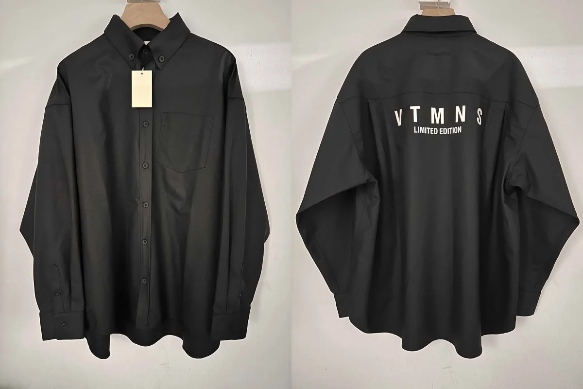 

Рубашка унисекс оверсайз из плотного длинноволокнистого хлопка с принтом VT Limited Edition, коллекция Весна-Лето 2025, для повседневной носки весной и осенью