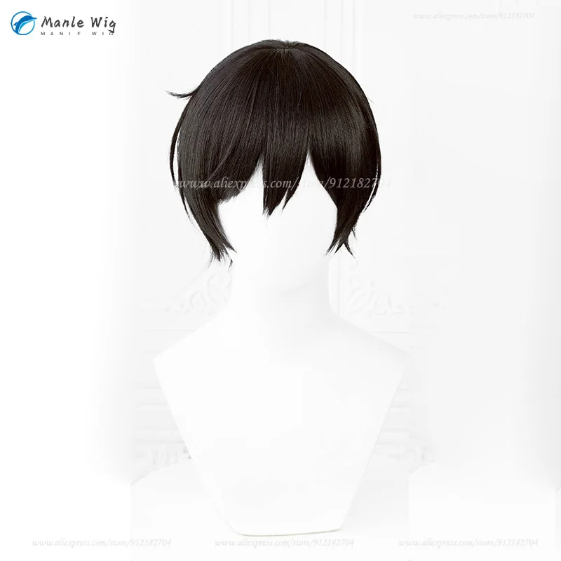 Game  ES Trickstar Hidaka Hokuto Cosplay Wig 30cm Black Cosplay Anime Wigs Heat Resistant Synthetic Hair + Wig Cap