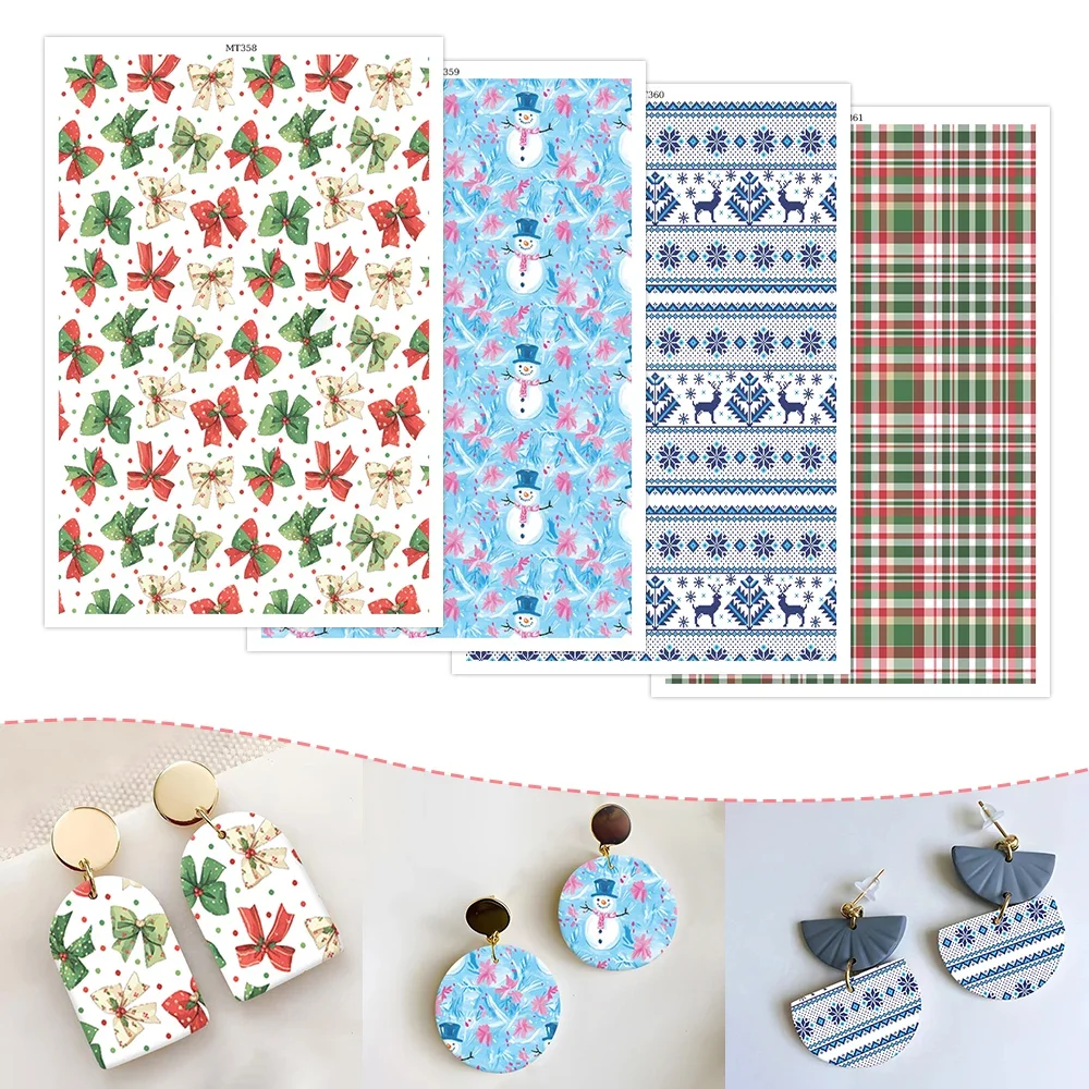 Рождественская серия, мягкая керамика, водорастворимые наклейки, цветные огни, текстура рождественской елки, глина, специальная переводная бумага, инструменты ручной работы