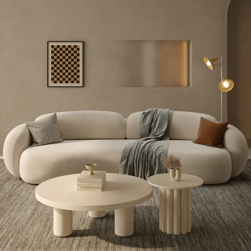 Sofa sitting area Leisure reception room Wind clothing store Arc reception Negotiation Cream special-shaped hotel B & B sofa 3