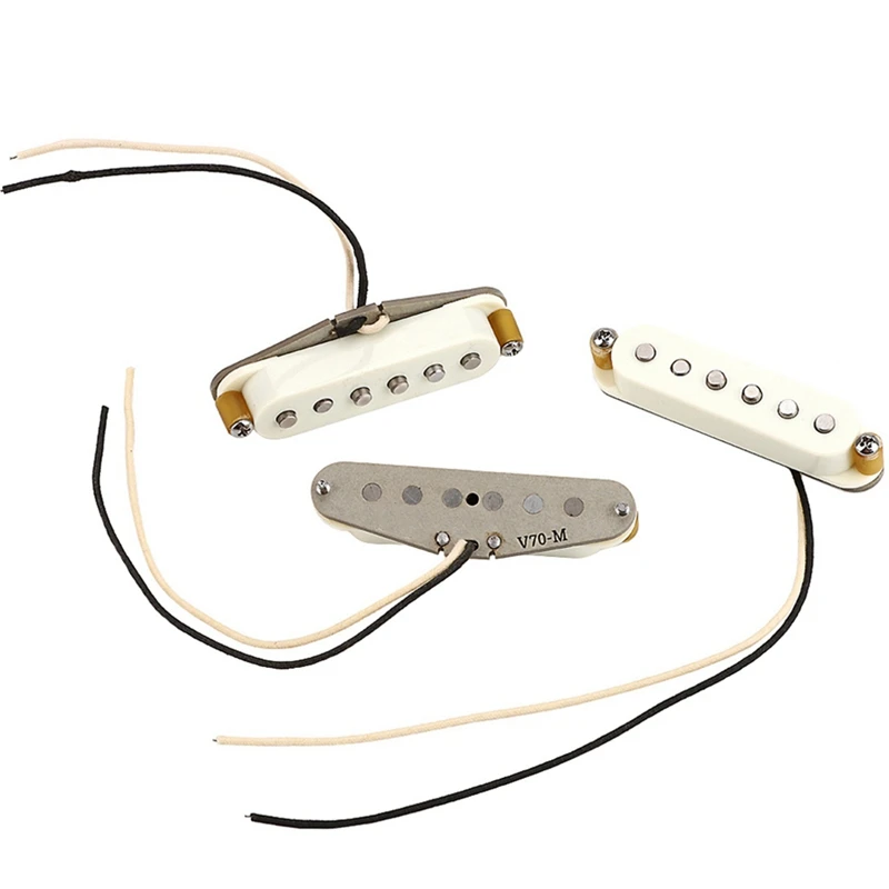 Plastic Guitar Pickups Vintage V70 SSS Alnico 5 Guitar Pickups For Strat Style Guitars,White