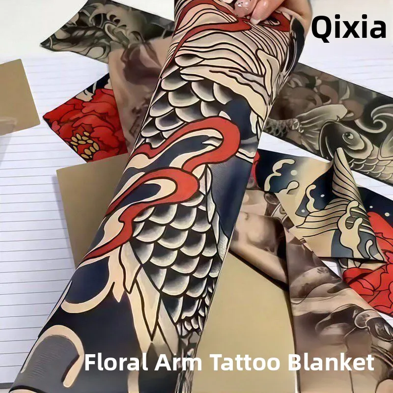ultra-thin-men's-sun-protection-sleeve-covers-floral-tattoo-design-quick-drying-arm-protector-for-outdoor-sports-and-sunscreen