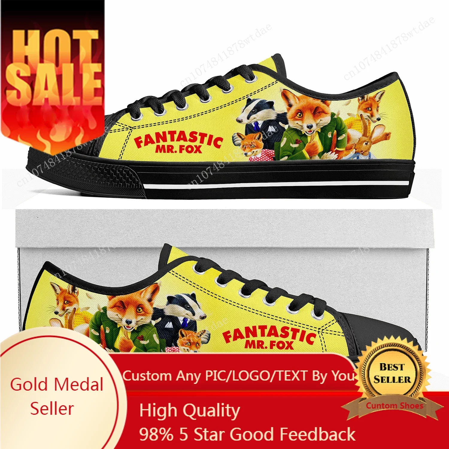 Fantastic Mr Fox Low Top Sneakers Womens Mens Teenager High Quality Canvas Sneaker Casual Anime Cartoon Manga Customize Shoes