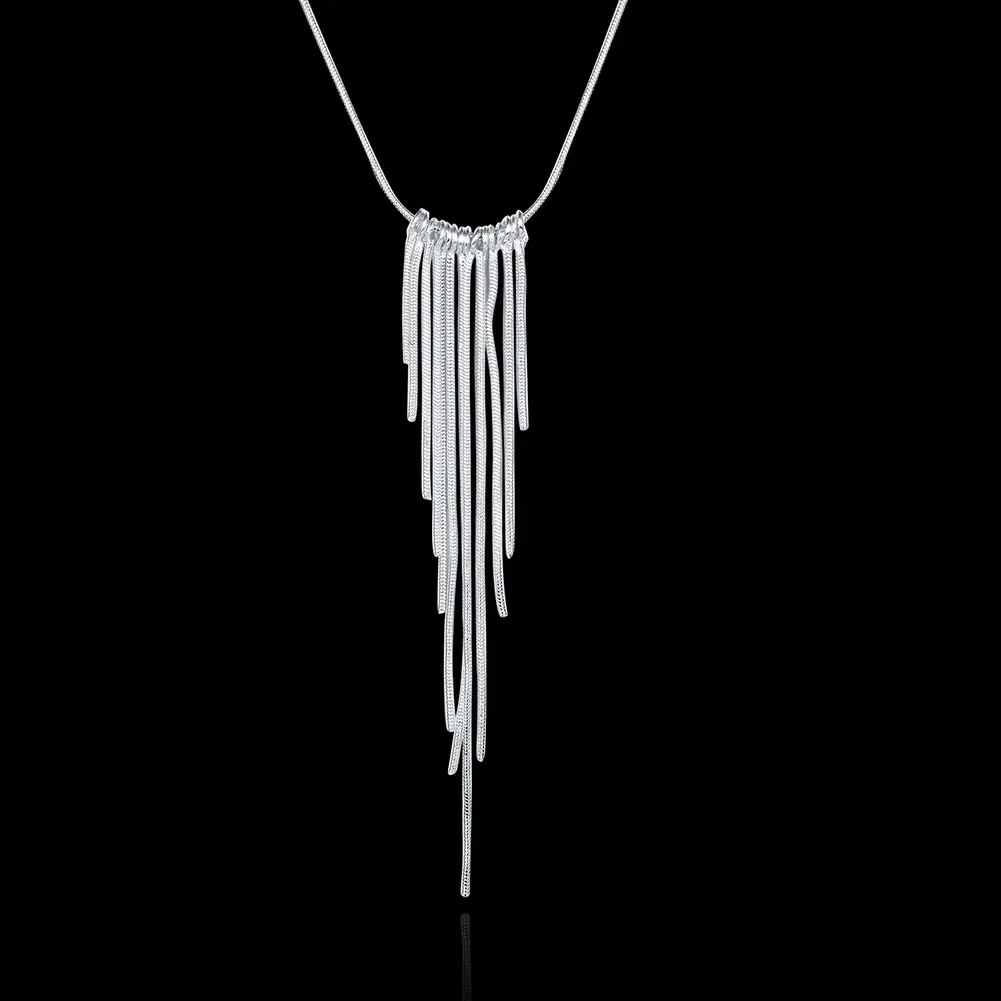 

Hot Sale Classic 925 Sterling Silver Necklace Jewelry 18 Inches Wild Tassel Snake Chain Wicker Necklace Fashion Christmas Gift