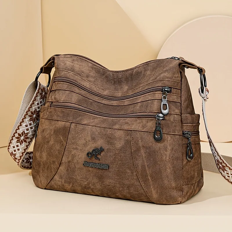 Fashion Denim Fabric Women's Crossbody Bags, Multi-layer Large Capacity Shoulder Bag, Suitable for Commuting Occasions image 4