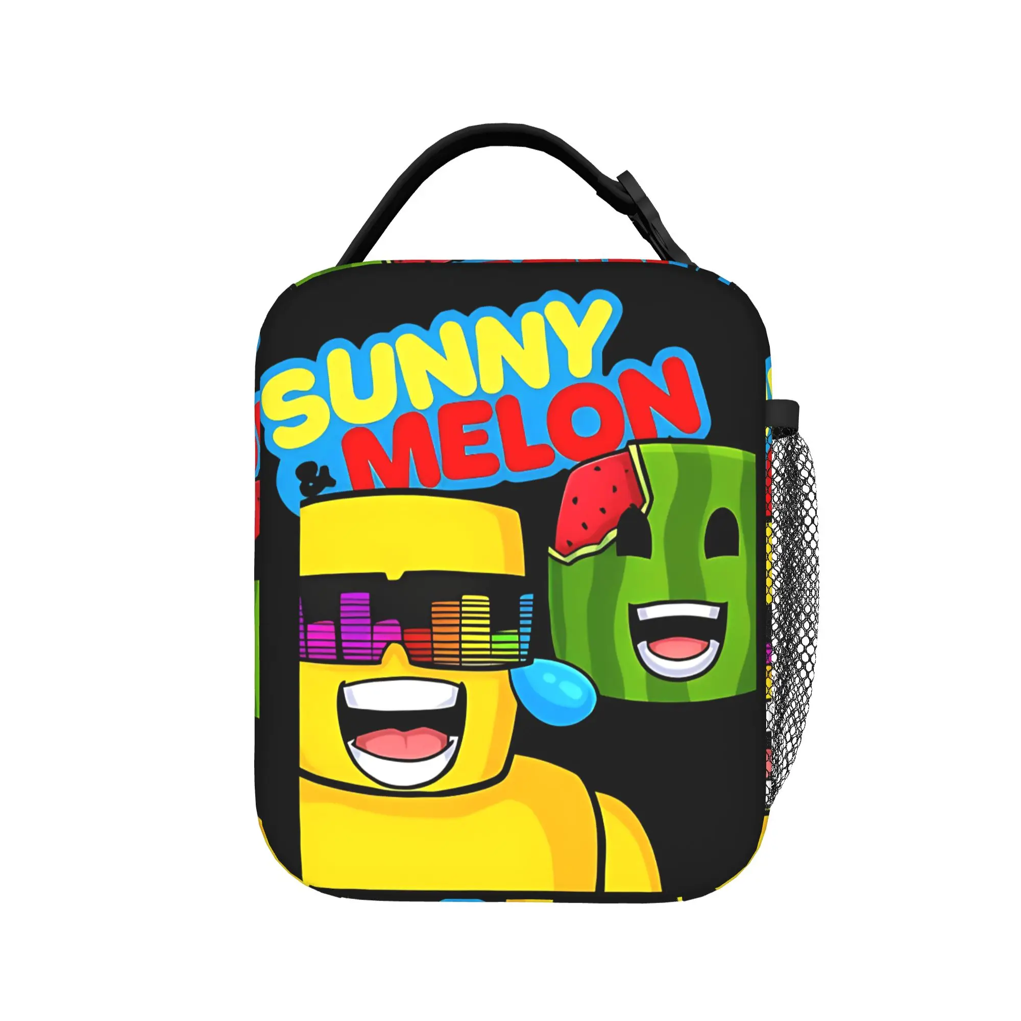 Sunny And Melon Close Up Laughing Portrait Lunch Bag Retro Outdoor Picnic Lunch Box Graphic Design Portable Thermal Lunch Bags