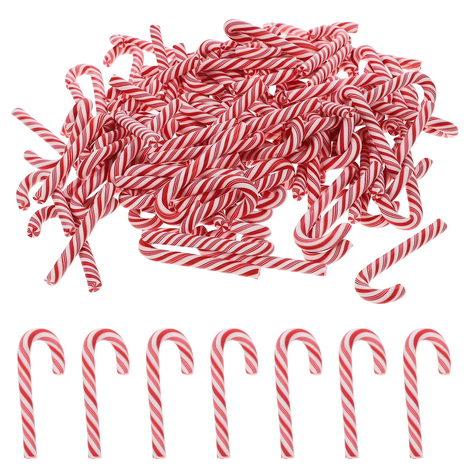 

100Pcs Resin Candy Cane Miniatures Festive Stripe Pattern Xmas DIY Crafts Multi-Function Decor Candy Cane Charms