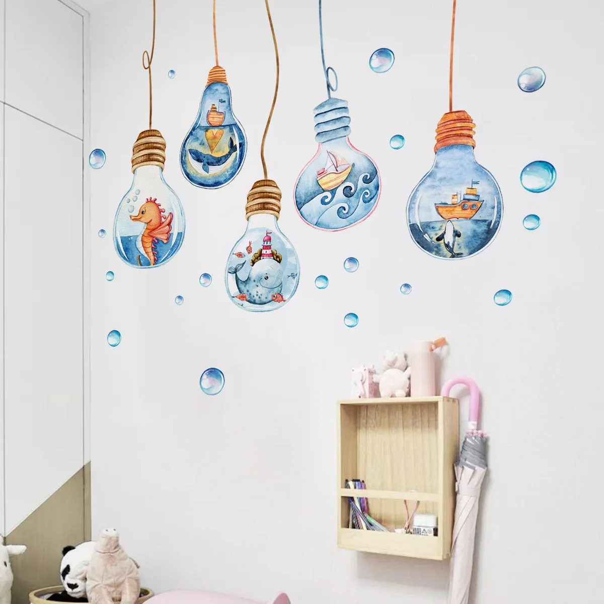 

Cartoon Animal Wallpaper for Living Room Decoration, Light Bulb, Water Bead, Wall Sticker, Self-Adhesive, Wholesale