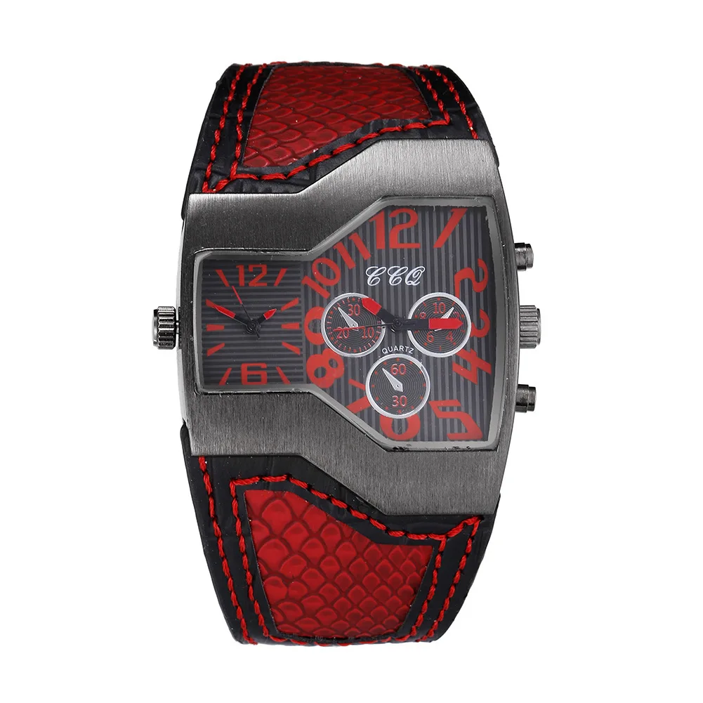 UTHAI CQ533 Trendy and Fashionable Men's Watch Strap, Three Eyed Digital Large Dial, Dual Movement Quartz Watch, Cool Clock Gift