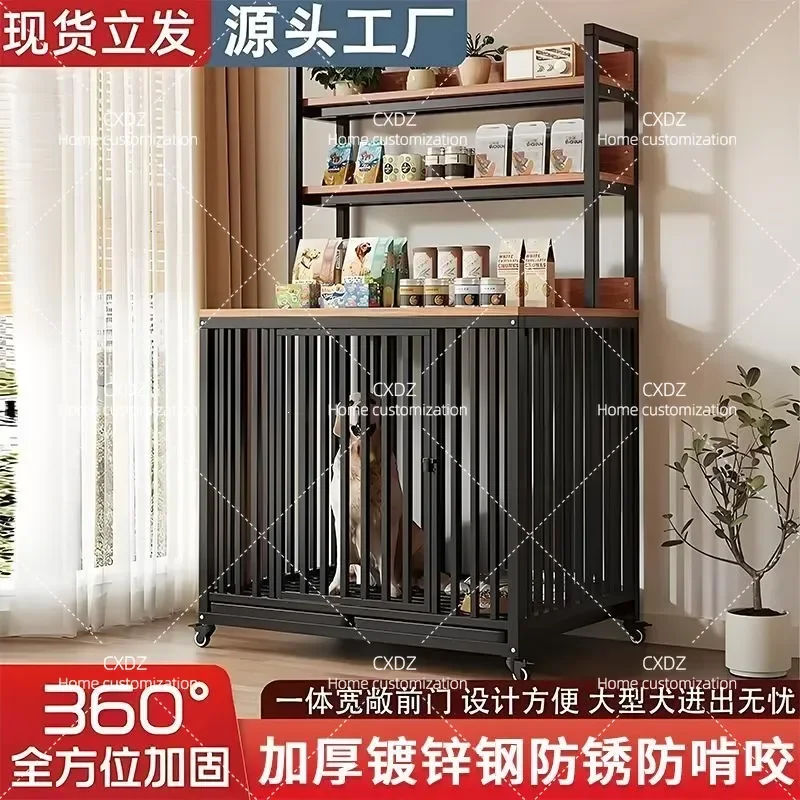 Medium Large Dog Cage with Toilet Side Door Indoor Pet Kennel House for Golden Retriever Household Puppy Crate Enclosure