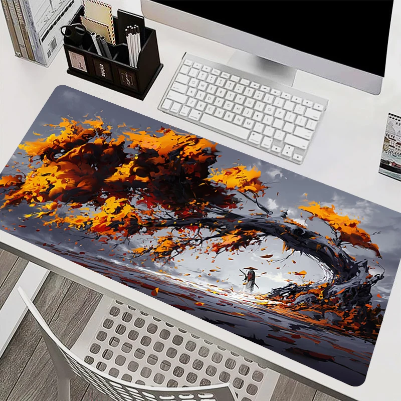 Fantasy Art Torii Samurai Mouse Pad Laptop Anime Sakura Gaming Accessories Mousepad Office PC HD Gamer Cabinet Desk Mat Carpet