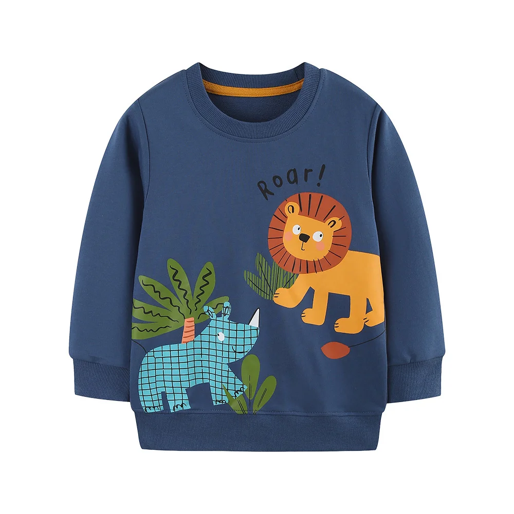 Jumping Meters Langarm-Sweatshirts für Kinder und Jungen, Kleinkindkleidung mit Kapuze und Tiermotiven für Herbst und Frühling, modische Kinderkleidung – Detail 2