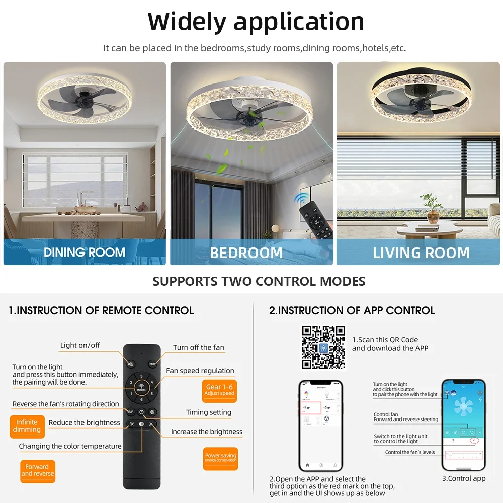 Nordic Ceiling Fan Led Lighting Modern Dimmable Remote Control Ceiling Fans Living Room AC Variable Frequency Fan Ceiling Lamp