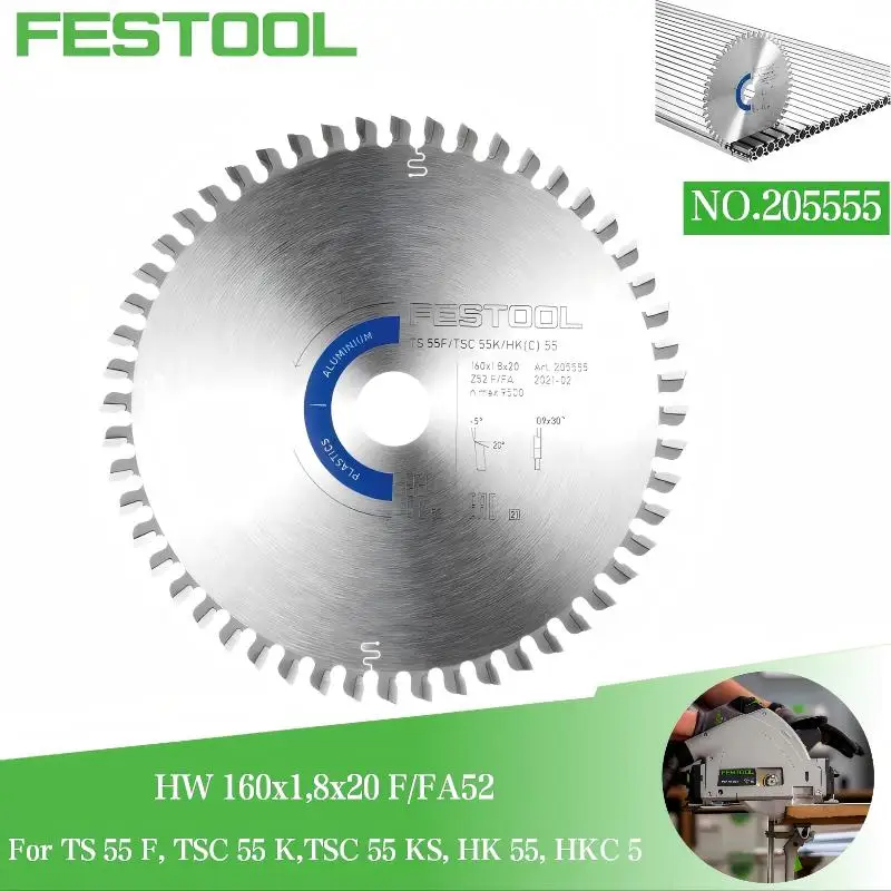 

FESTOOL 205555 52T Saw Blade: Ultimate for Aluminum & Plastic - Fast Cutting, Zero Splintering, Perfect Finish