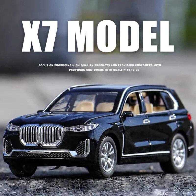 車のおもちゃ,ダイキャストカー,1:24合金,6つのドア,音と光,車のおもちゃ,ギフト,bmw x7 suv