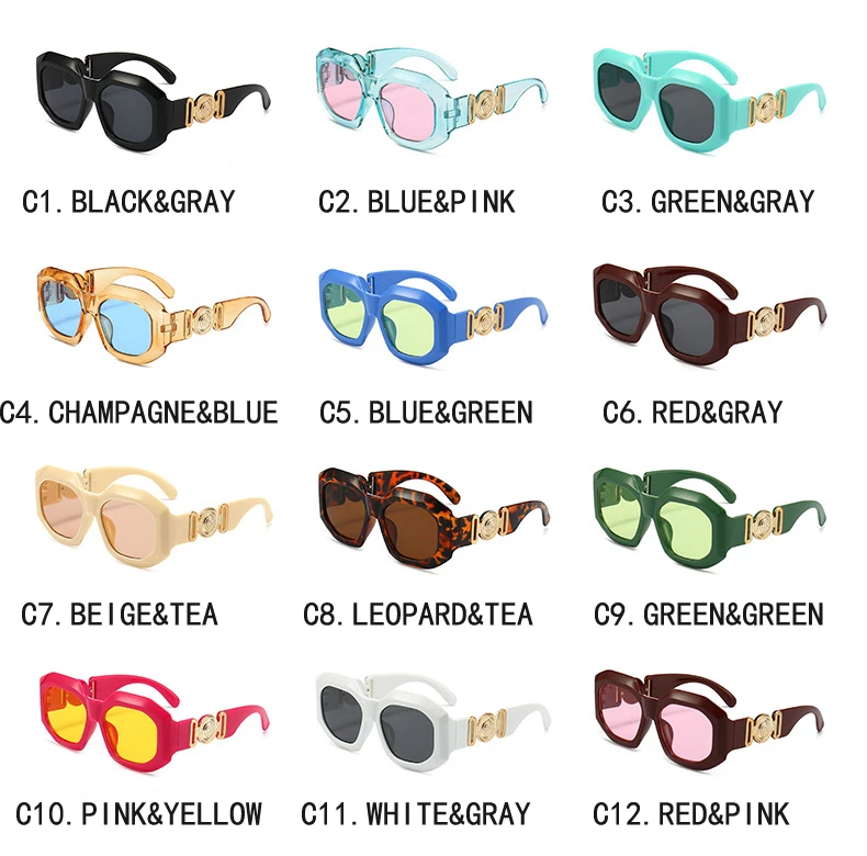 Luxus Marke Designer Vintage Übergroßen Quadratischen Sonnenbrille Frauen Männer Klassische Großen Rahmen Männliche Sonnenbrille Für Weibliche UV400 – Detail 5
